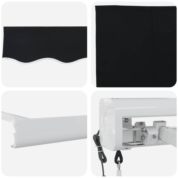 Schwarze 300x250 cm Automatische Einziehbare Markise, Markisenersatzstoff für 3x2.5 m Rahmen Schwarz