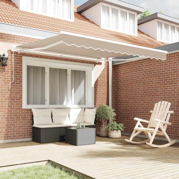 Manuelle Einziehbare Markise Beige 300x250 cm, Markisen-Ersatzstoff für 3x2,5 m Rahmen Beige