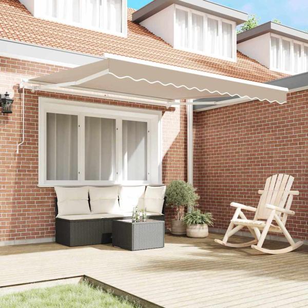 Automatische einziehbare Markise Beige 300x250 cm, Markisen-Ersatzgewebe für 3x2,5 m Rahmen Beige