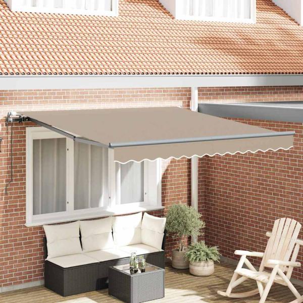 ARDEBO.de - automatische einziehbare Markise Beige 300x250 cm, Markisentuch für 3x2,5 m Rahmen Beige