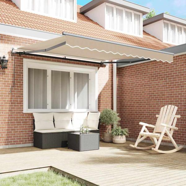 automatische einziehbare Markise Beige 300x250 cm, Markisentuch für 3x2,5 m Rahmen Beige