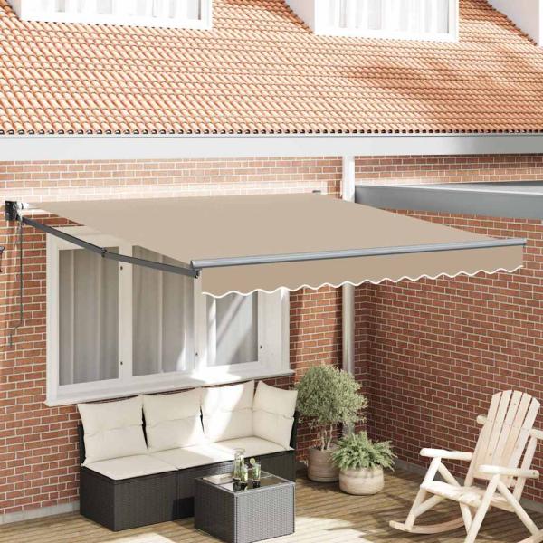 ARDEBO.de - Automatische Einziehbare Markise Beige 300x250 cm, Markisenersatzstoff für Rahmen 3x2.5 m Beige