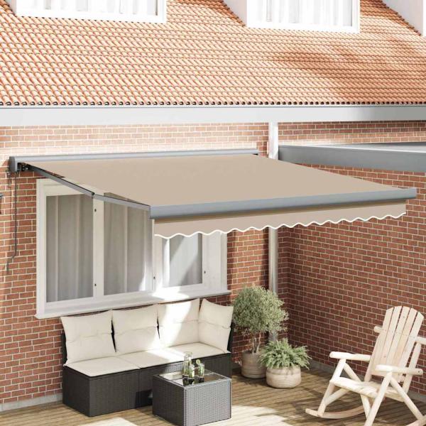 ARDEBO.de - Automatische Einziehbare Markise Beige 300x250 cm, Markisen Ersatzstoff für 3x2,5 m Rahmen Beige