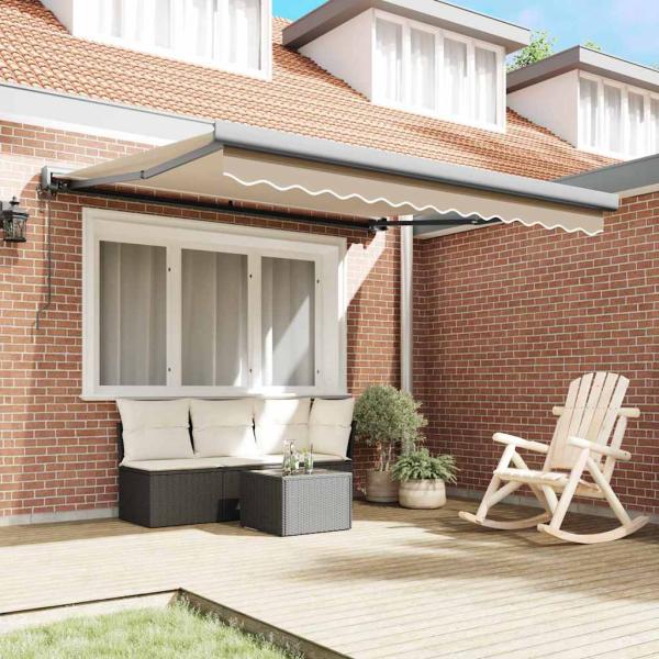 Automatische Einziehbare Markise Beige 300x250 cm, Markisen Ersatzstoff für 3x2,5 m Rahmen Beige