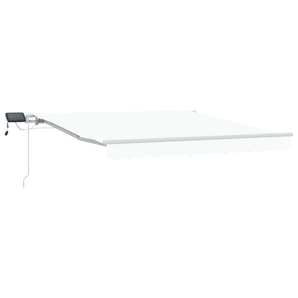 Manuelle einziehbare Markise mit LED Weiß 300x250 cm, Markisen-Ersatzstoff für Gestell 3x2.5 m Weiß
