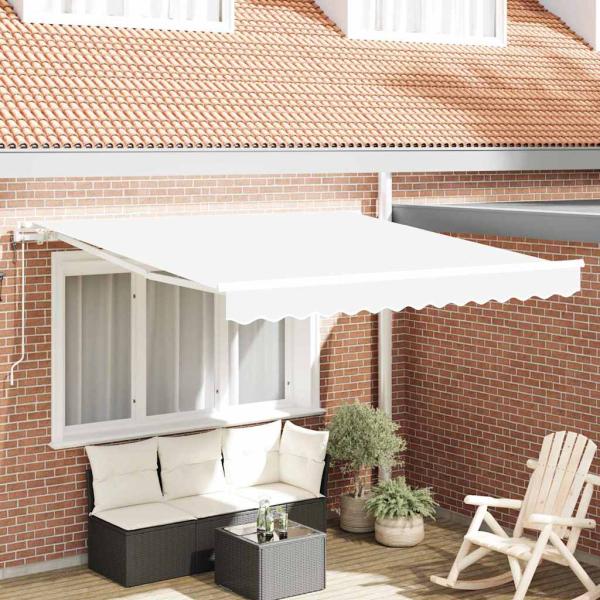 ARDEBO.de - Automatische Einziehbare Markise Weiß 300x250 cm, Markisenersatzstoff für 3x2.5 m Rahmen Weiß