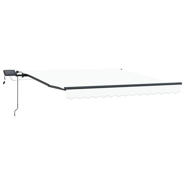 Manuelle Einziehbare Markise mit LED Weiß 300x250 cm, Markisen-Ersatzstoff für 3x2,5 m Rahmen Weiß