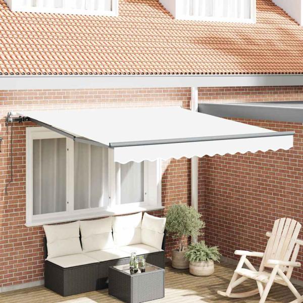 ARDEBO.de - Automatische Einziehbare Markise Weiß 300x250 cm, Markisenersatzstoff für 3x2.5 m Rahmen Weiß