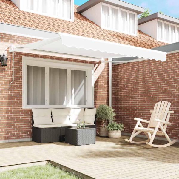 Automatische Einziehbare Markise Weiß 300x250 cm, Markisen-Ersatzstoff für 3x2,5 m Rahmen Weiß