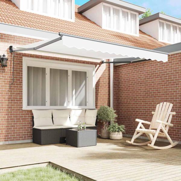 automatische einziehbare Markise Weiß 300x250 cm, Markisen-Ersatzstoff für Rahmen 3x2,5 m Weiß