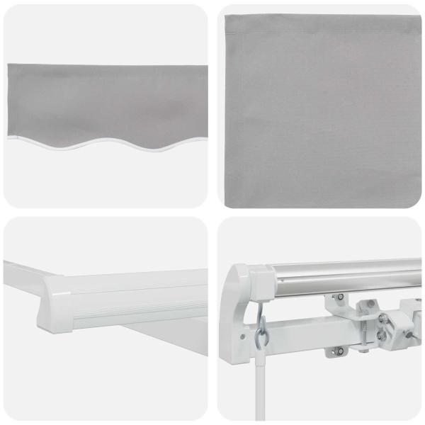 Manuelle Einziehbare Markise Hellgrau 300x250 cm, Markisen-Ersatzstoff für 3x2.5 m Rahmen Hellgrau
