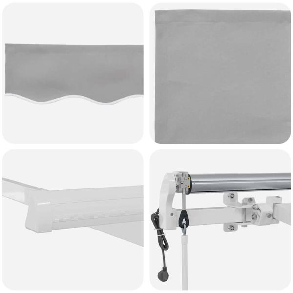 automatische einziehbare Markise Hellgrau 300x250 cm, Markisenersatzstoff für 3x2,5 m Rahmen Hellgrau