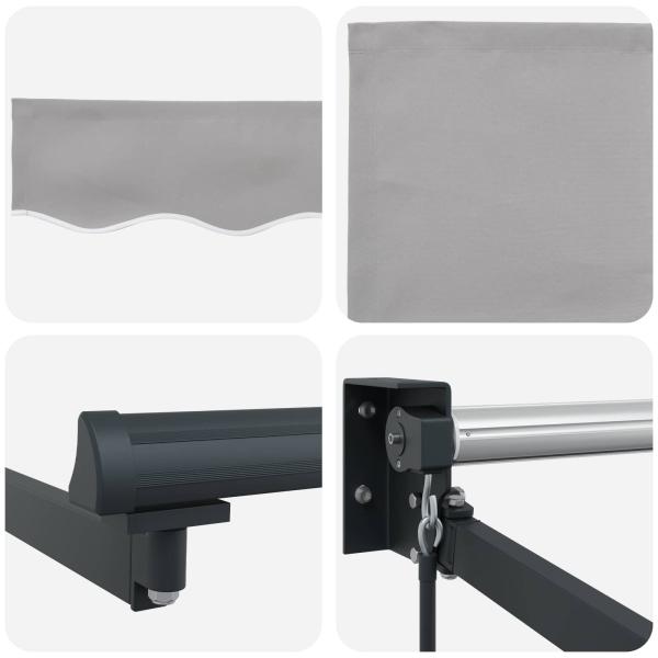 Manuelle Einziehbare Markise Hellgrau 300x250 cm, Markisen-Ersatzstoff für 3x2.5 m Rahmen Hellgrau