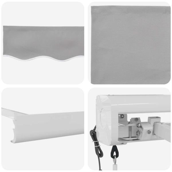 Automatische einziehbare Markise Hellgrau 300x250 cm, Markisenersatzstoff für 3x2,5 m Rahmen Hellgrau