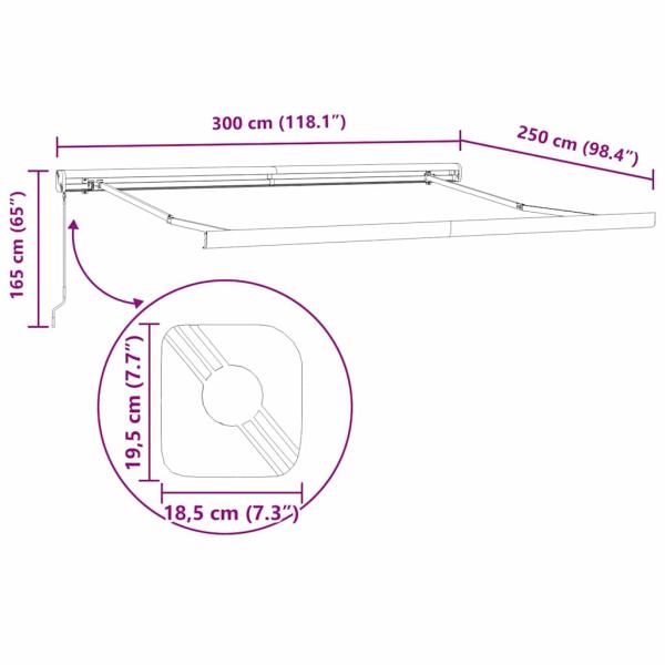 Manuelle einziehbare Markise Hellgrau 300x250 cm, Markisen-Ersatzstoff für 3x2,5 m Gestell Hellgrau