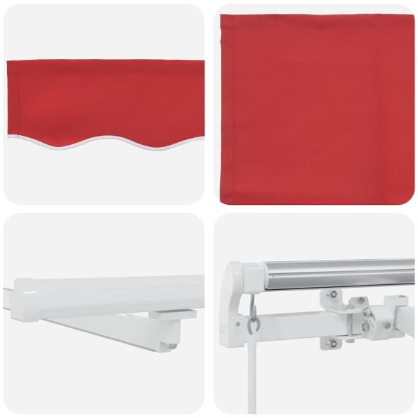 Manuelle Einziehbare Markise mit LED Rot 300x250 cm, Markisenersatzstoff für 3x2,5 m Rahmen Rot