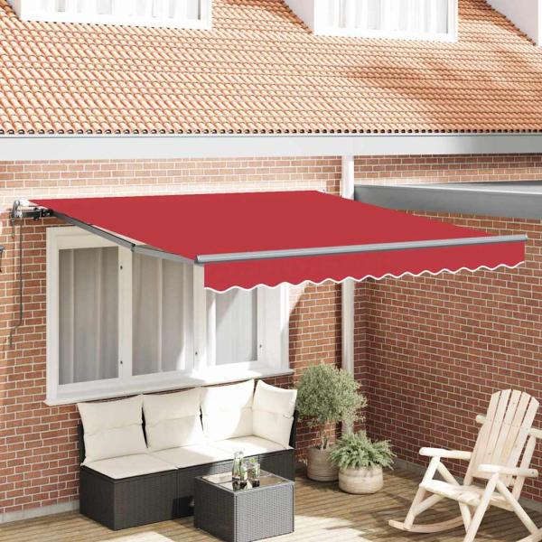 ARDEBO.de - Automatische einziehbare Markise Rot 300x250 cm, Markisenersatzstoff für 3x2.5 m Rahmen Rot