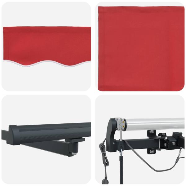 Automatische Einziehbare Markise mit LED Rot 300x250 cm, Markisen-Ersatzstoff für 3x2,5 m Rahmen Rot
