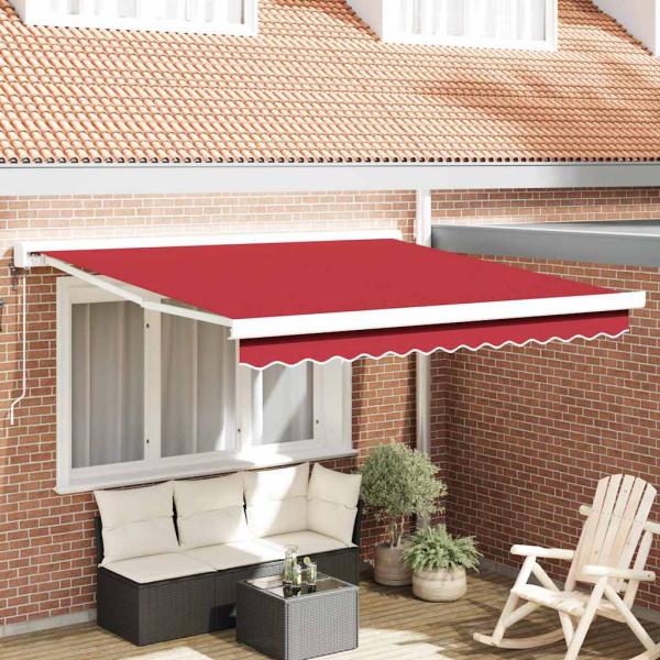 ARDEBO.de - Automatische Einziehbare Markise Rot 300x250 cm, Markisenersatzstoff für 3x2,5 m Rahmen Rot