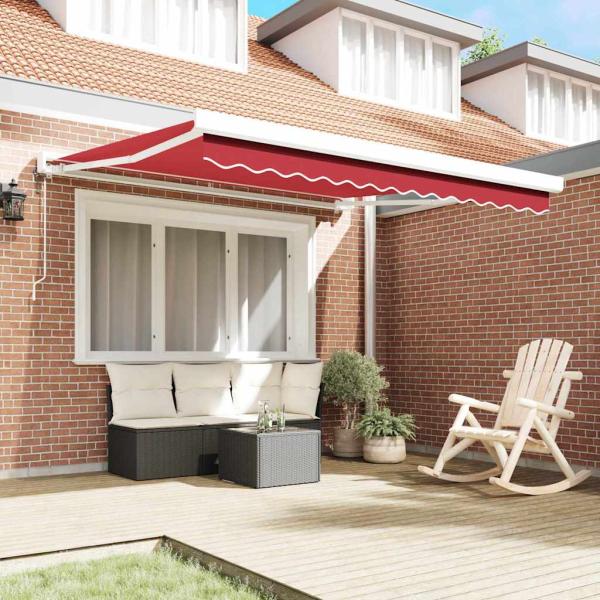 Automatische Einziehbare Markise Rot 300x250 cm, Markisenersatzstoff für 3x2,5 m Rahmen Rot