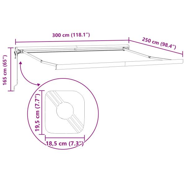 Automatische einziehbare Markise Rot 300x250 cm, Markisen-Ersatzstoff für 3x2,5 m Rahmen Rot