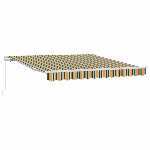 Manuelle Einziehbare Markise Grün und Gelb 300x250 cm, Markisen-Ersatzstoff für 3x2.5 m Rahmen Grün und Gelb