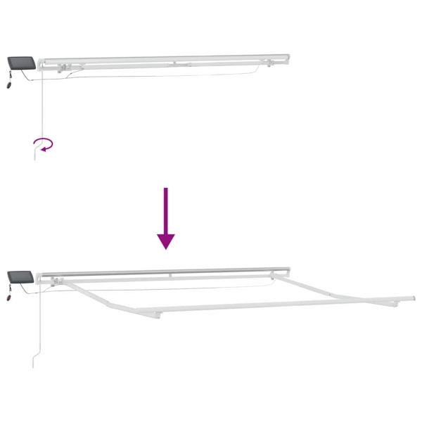 manuelle einziehbare Markise mit LED Grün und Gelb 300x250 cm, Markisen Ersatzstoff für 3x2.5 m Rahmen Grün und Gelb
