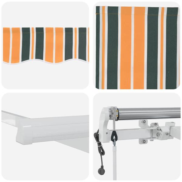 automatische einziehbare Markise Grün und Gelb 300x250 cm, Markisenstoff für 3x2,5 m Rahmen Grün und Gelb