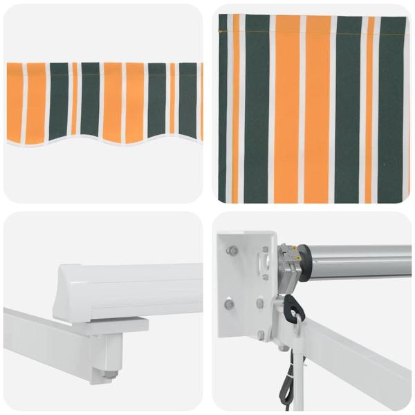 automatische einziehbare Markise Grün und Gelb 300x250 cm, Markisenersatzstoff für 3x2,5 m Rahmen Grün und Gelb