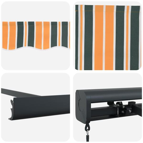 Manuelle Ausziehbare Markise Grün und Gelb 300x250 cm, Markisenersatzstoff für 3x2,5 m Rahmen Grün und Gelb