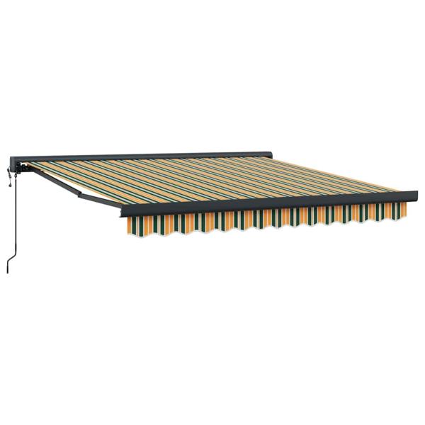 Automatische einziehbare Markise Grün und Gelb 300x250 cm, Markisen Ersatzstoff für 3x2,5 m Rahmen Grün und Gelb