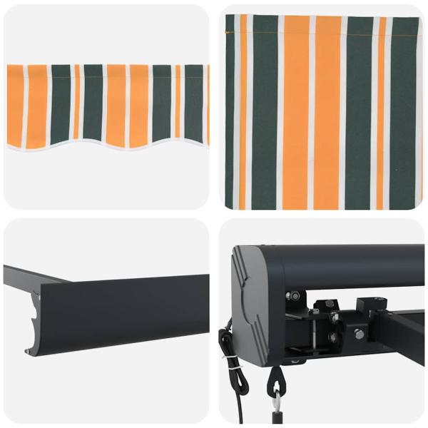 Automatische einziehbare Markise Grün und Gelb 300x250 cm, Markisen Ersatzstoff für 3x2,5 m Rahmen Grün und Gelb