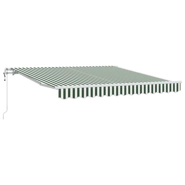 Automatische Einziehbare Markise Grün und Weiß 300x250 cm, Markisenersatzstoff für Rahmen 3x2.5 m Grün und Weiß