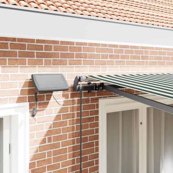 Manuelle einziehbare Markise mit LED in Grün und Weiß 300x250 cm, Markisenersatzstoff für Rahmen 3x2.5 m in Grün und Weiß