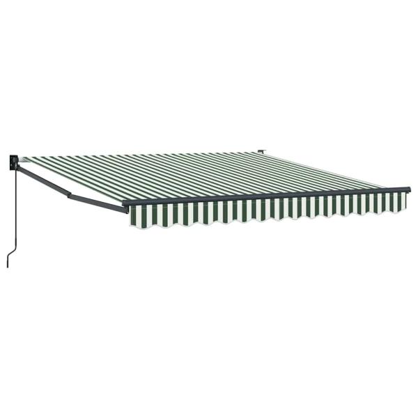 Manuelle Einziehbare Markise Grün und Weiß 300x250 cm, Markisenersatzstoff für 3x2,5 m Rahmen Grün und Weiß