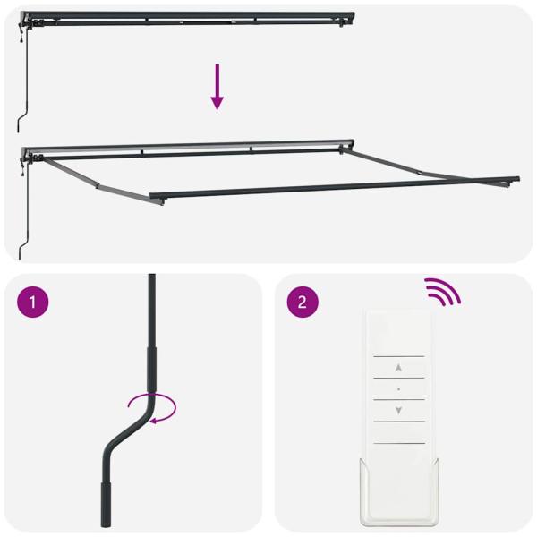 Automatische Einziehbare Markise mit LED in Orange und Braun 350x250 cm
