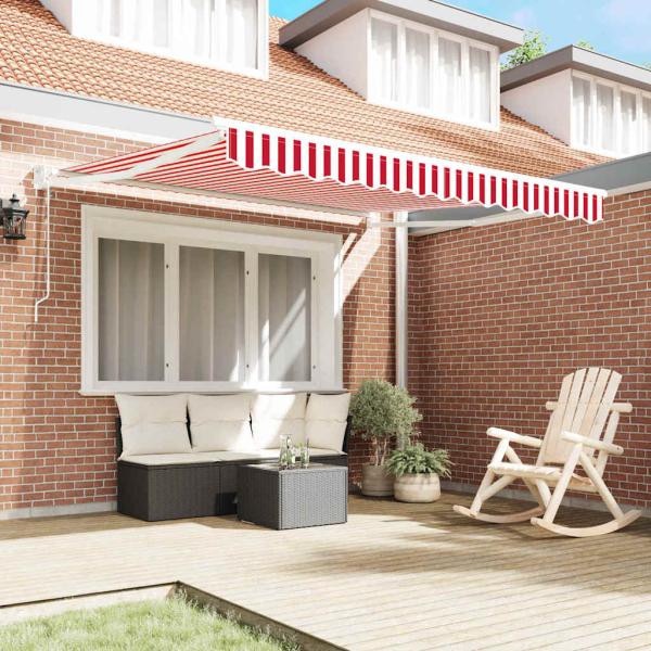 automatische einziehbare Markise rot-weiß gestreift 350x250 cm