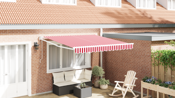 Ausziehbare Markise Rot und Weiß 350 x 250 cm