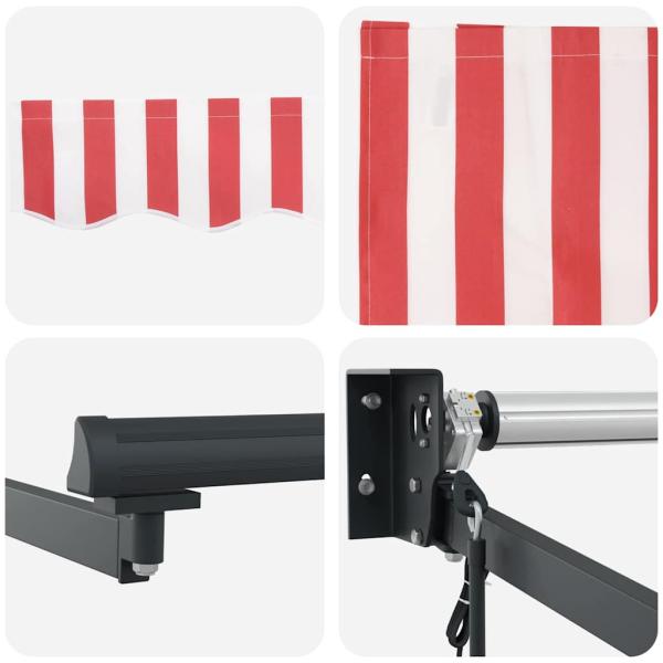 Automatische Einziehbare Markise Rote und Weiße Streifen 350x250 cm