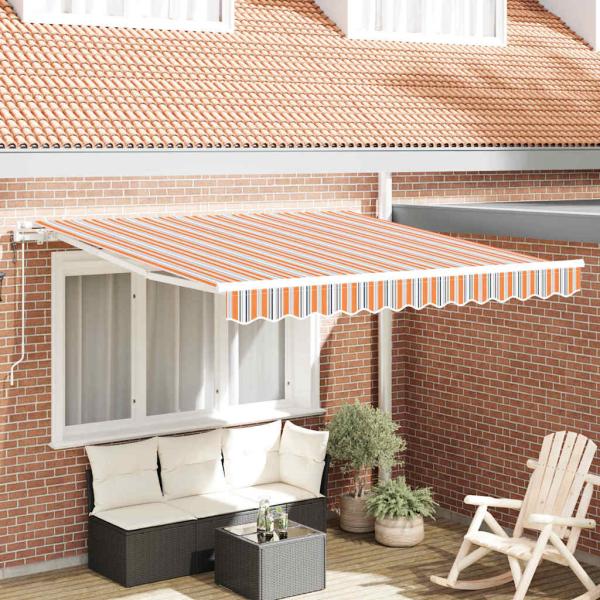 Automatische Einziehbare Markise mit Mehrfarbigem Streifen 350x250 cm