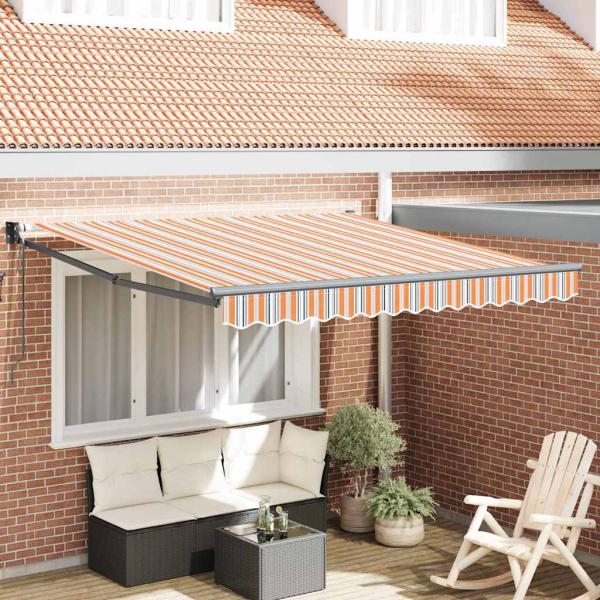 ARDEBO.de - Automatische Einziehbare Markise Gestreift 350x250 cm