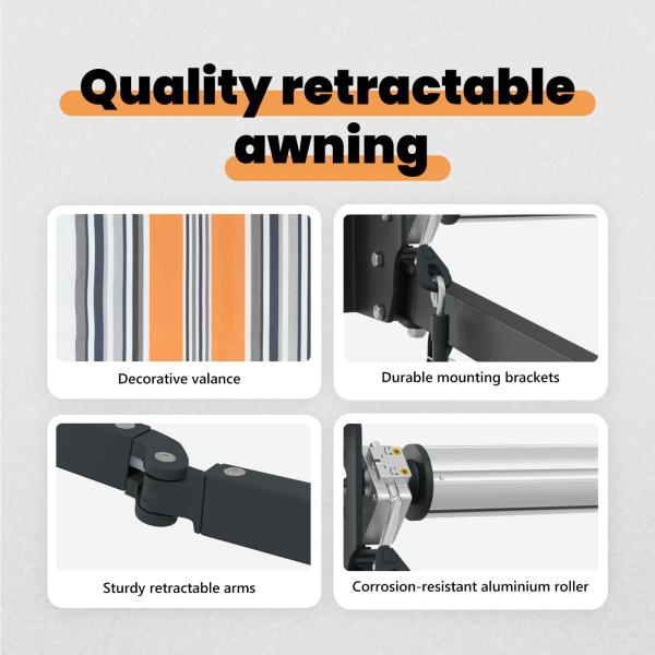 Automatische Einziehbare Markise Gestreift 350x250 cm