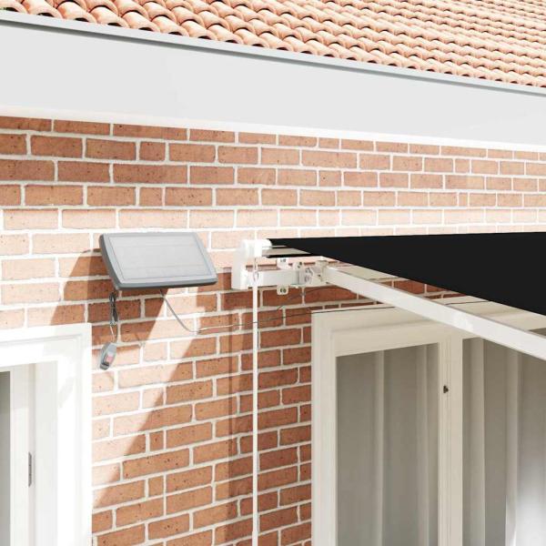 Manuelle einziehbare Markise mit LED Schwarz 350x250 cm, Markisenersatzstoff für 3.5x2.5 m Rahmen Schwarz