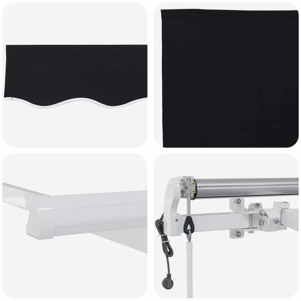 Automatische Einziehbare Markise Schwarz 350x250 cm, Markisenersatzstoff für Rahmen 3,5x2,5 m Schwarz