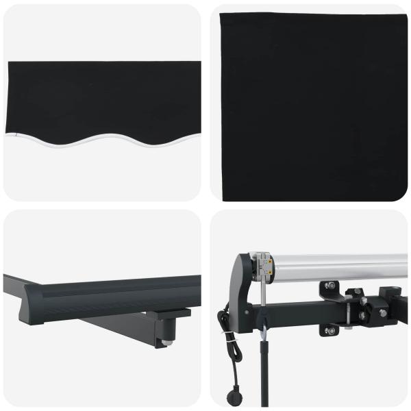 Automatische Einziehbare Markise Schwarz 350x250 cm, Markisen-Ersatzstoff für 3,5x2,5 m Rahmen Schwarz