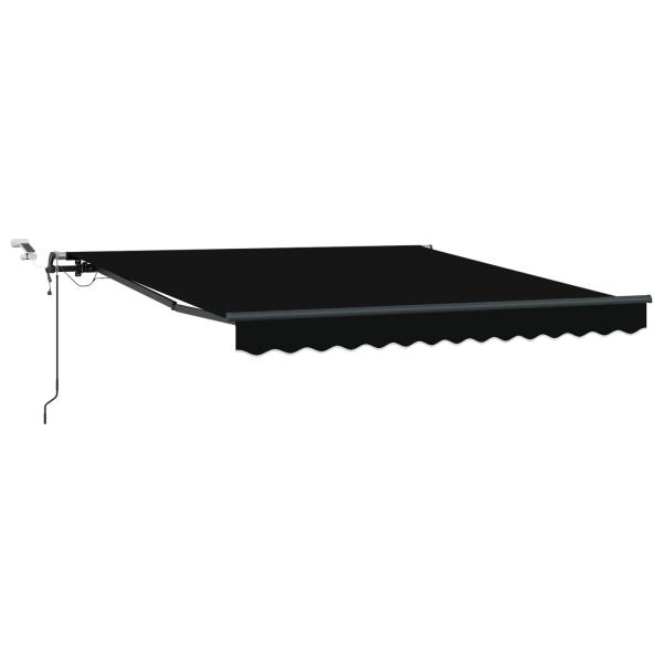 automatische einziehbare Markise mit LED Schwarz 350x250 cm, Markisenersatzstoff für 3,5x2,5 m Rahmen Schwarz