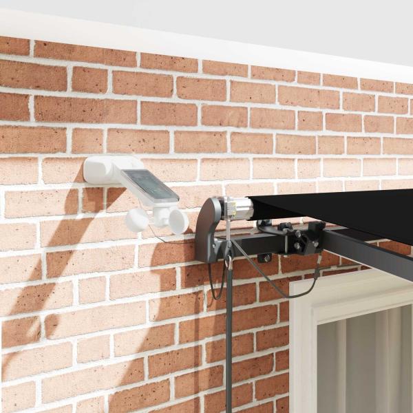 automatische einziehbare Markise mit LED Schwarz 350x250 cm, Markisenersatzstoff für 3,5x2,5 m Rahmen Schwarz