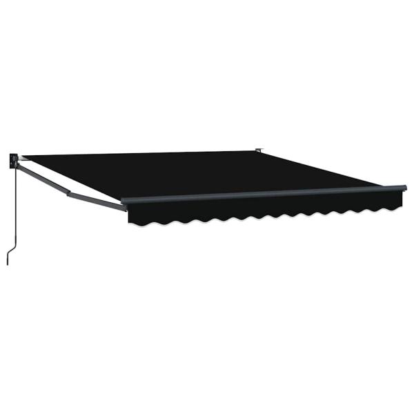 ARDEBO.de - Manueller Einziehbarer Markise Schwarz 350x250 cm, Markisen-Ersatzstoff für 3.5x2.5 m Rahmen Schwarz