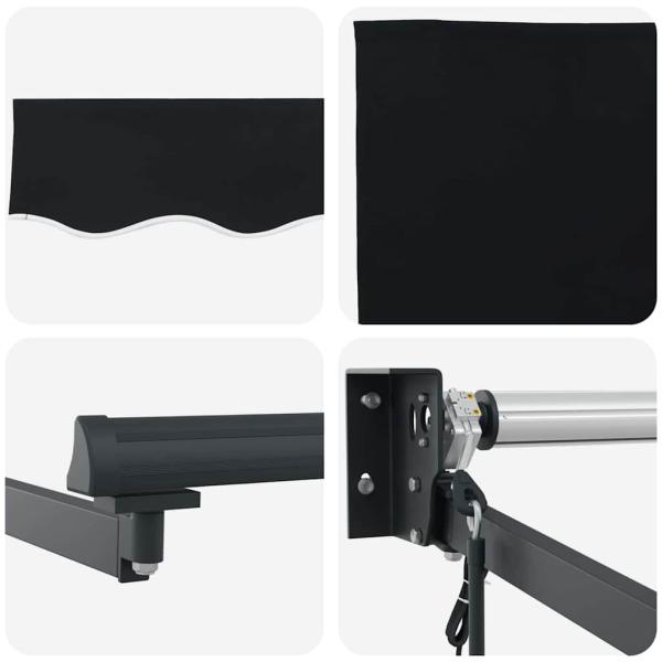 automatische einziehbare Markise Schwarz 350x250 cm, Markisen-Ersatzstoff für 3.5x2.5 m Rahmen Schwarz