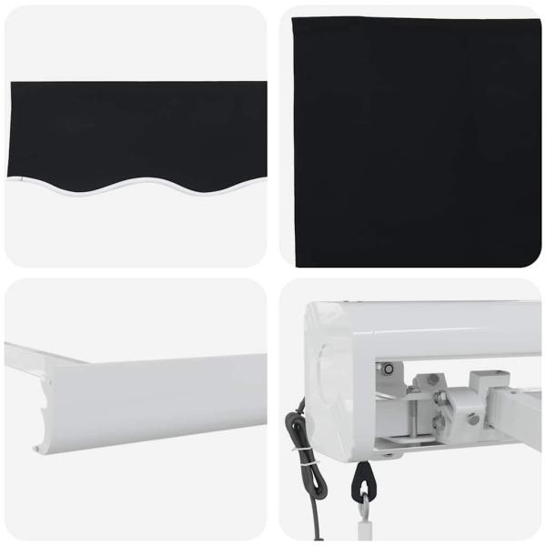 Automatische einziehbare Markise Schwarz 350 x 250 cm, Markisen-Ersatzstoff für 3,5 x 2,5 m Rahmen Schwarz